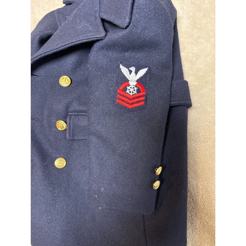 Vintage Fieldston Clothes Double-Breasted Navy Wool Pea Coat Military Buttons 3T - Picture 3 of 6